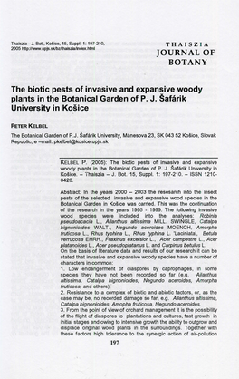 JOURNAL of BOTANY the Biotic Pests of Invasive and Expansive