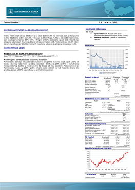 Dnevni Izveštaj 2 3 . M a R T 2012