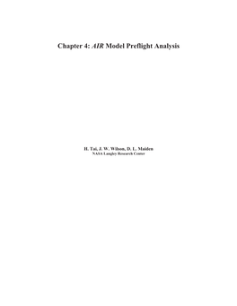 Chapter 4: AIR Model Preflight Analysis