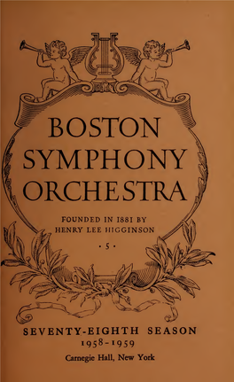 Boston Symphony Orchestra Concert Programs, Season 78, 1958-1959, Subscription