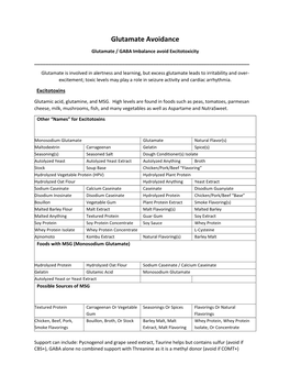 Glutamate Avoidance