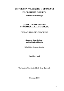 Gamelan Gong Kebyar: a Traditional Balinese Music