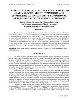 Testing the Conditional Volatility of Saudi Arabia