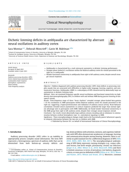 Dichotic Listening Deficits in Amblyaudia Are Characterized by Aberrant Neural Oscillations in Auditory Cortex