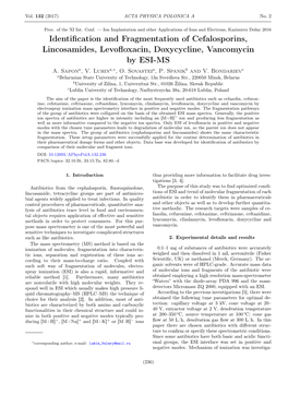 Identification and Fragmentation of Cefalosporins, Lincosamides