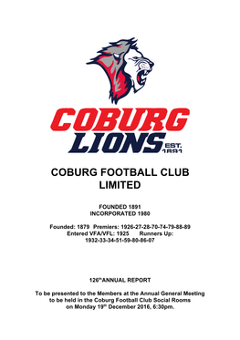 2016 Coburg FC Annual Report