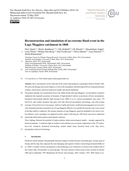 Reconstruction and Simulation of an Extreme Flood Event in the Lago Maggiore Catchment in 1868