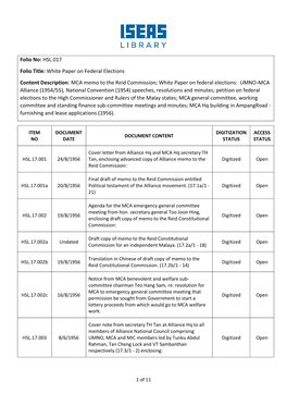 HSL.017 Folio Title: White Paper on Federal Elections Content Description