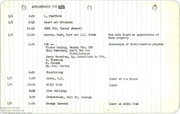 Typewritten Office Schedule for 1954