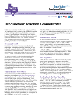 Desalination: Brackish Groundwater