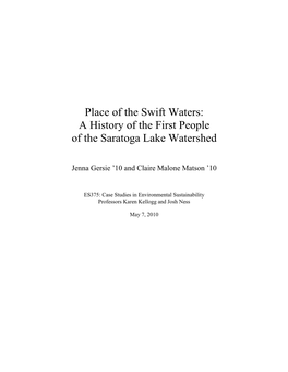 Archaeological Sites of Saratoga Lake, Fish Creek, and Vicinity