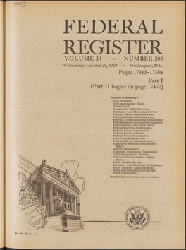 REGISTER VOLUME 34 • NUMBER 208 Wednesday, October 29,1969 • Washington, D.C