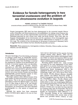 Evidence for Female Heterogamety in Two Terrestrial Crustaceans and the Problem of Sex Chromosome Evolution in Isopods