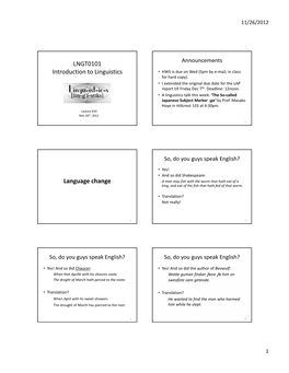 LNGT0101 Introduction to Linguistics Language Change