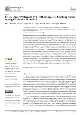 ENDS Flavor Preference by Menthol Cigarette Smoking Status Among US Adults, 2018–2019