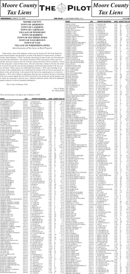 Moore County Tax Liens Moore County Tax Liens