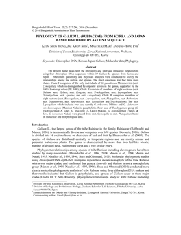 Phylogeny of Galium L. (Rubiaceae) from Korea and Japan Based on Chloroplast Dna Sequence