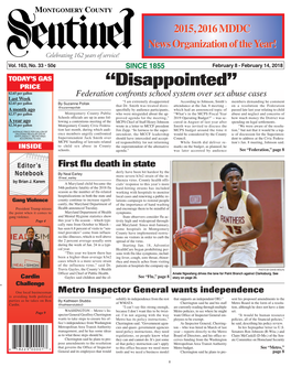 THE MONTGOMERY COUNTY SENTINEL FEBRUARY 8, 2018 EFLECTIONS the Montgomery County Sentinel, Published Weekly by Berlyn Inc