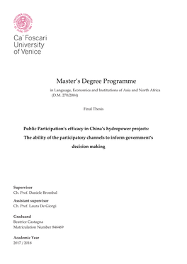 Master's Degree Programme