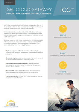 Igel Cloud Gateway Icg Endpoint Management Anytime, Anywhere