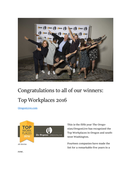 Top Workplaces 2016