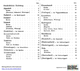 Geschichtliche Einleitung L Alperstedt 2 Dielsdorf 3 Eckstedt 5 Grossrudestedt . Liassleben 9 Kleinbrembach Ia Kleinrudestedt Kr