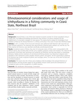 Ethnotaxonomical Considerations and Usage of Ichthyofauna in a Fishing