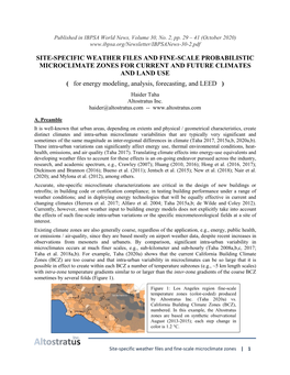 SITE-SPECIFIC WEATHER FILES and FINE-SCALE PROBABILISTIC MICROCLIMATE ZONES for CURRENT and FUTURE CLIMATES and LAND USE ( for E