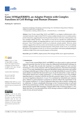 Gene 33/Mig6/ERRFI1, an Adapter Protein with Complex Functions in Cell Biology and Human Diseases