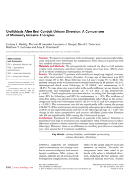 Urolithiasis After Ileal Conduit Urinary Diversion: a Comparison of Minimally Invasive Therapies