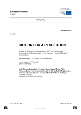 En En Motion for a Resolution