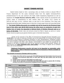 Short Tender Notice