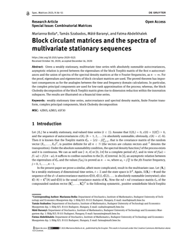 Block Circulant Matrices and the Spectra of Multivariate Stationary