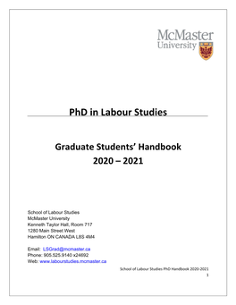 Labour Studies Ph.D. Handbook