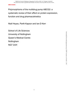 Polymorphisms of the Multidrug Pump ABCG2: a Systematic Review of Their Effect on Protein Expression, Function and Drug Pharmacokinetics