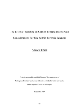 The Effect of Nicotine on Carrion Feeding Insects With