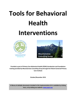 Tools for Behavioral Health Interventions