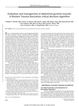 Evaluation and Management of Abdominal Gunshot Wounds: a Western Trauma Association Critical Decisions Algorithm