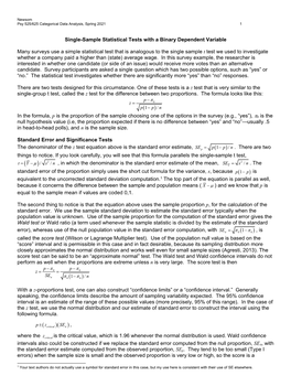 Single-Sample Statistical Tests with a Binary Dependent Variable