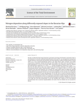 Nitrogen Deposition Along Differently Exposed Slopes in the Bavarian Alps