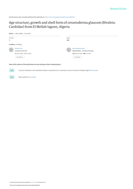 Age Structure, Growth and Shell Form of Cerastoderma Glaucum (Bivalvia: Cardiidae) from El Mellah Lagoon, Algeria