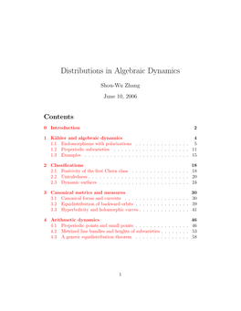 Distributions in Algebraic Dynamics