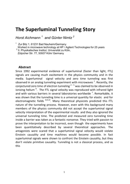 The Superluminal Tunneling Story