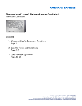 The American Express® Platinum Reserve Credit Card Terms and Conditions