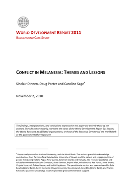 Conflict in Melanesia: Themes and Lessons