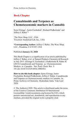 Cannabinoids and Terpenes As Chemotaxonomic Markers in Cannabis