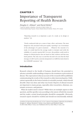 Chapter 1: Importance of Transparent Reporting of Health Research