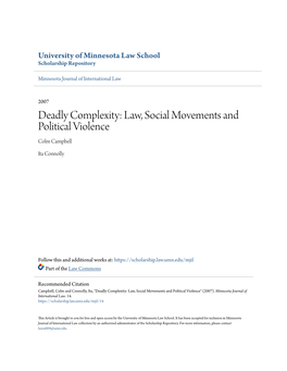 Deadly Complexity: Law, Social Movements and Political Violence Colm Campbell