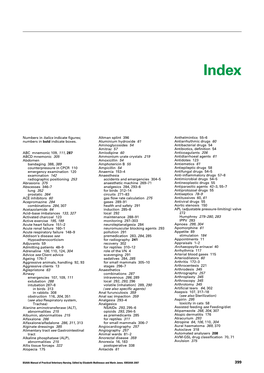 Numbers in Italics Indicate Figures; Altman Splint 396 Anthelmintics 55–6 Numbers in Bold Indicate Boxes