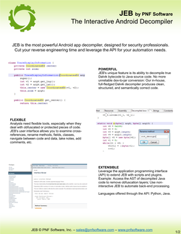 JEB by PNF Software the Interactive Android Decompiler